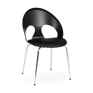 VERMUND VL1100 Chaise de Table à Manger Chêne Noir/Cuir Noir/Structure Chrome