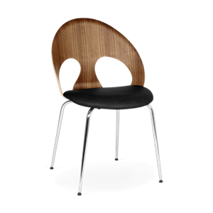 VERMUND VL1100 Chaise de Table à Manger Noyer/ Cuir Noir/Structure Chrome