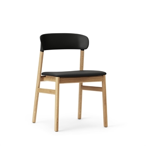 Normann Copenhagen Herit Chaise de Table à Manger en Cuir Recouvert de chêne/Noir