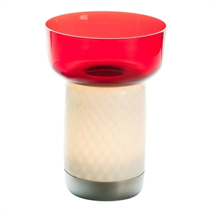 Artemide Bontá Lampe à Poser Portable Rouge avec Vasque en Verre