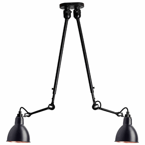 Lampe Gras N302 Plafonnier Double Noir mat et Noir mat et Cuivre