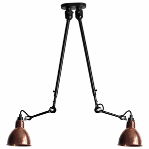 Lampe Gras N302 Plafonnier Double Noir mat et Cuivre brut