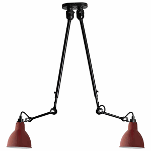 Lampe Gras N302 Plafonnier Double Noir mat et Rouge mat