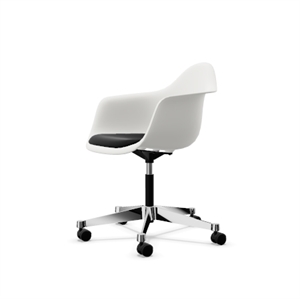 Vitra Eames Plastic PACC Office Chair avec Siège Rembourré et Pivotant Noir/Blanc