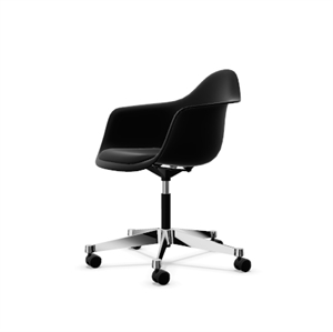 Vitra Eames Plastic PACC Office Chair avec Siège Rembourré et Pivotant Noir/Noir Profond