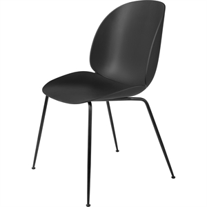 GUBI Beetle Chaise de Table de Salle à Manger Base Conique Mat Noir/Noir