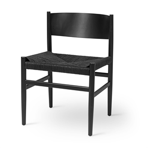Mater Nestor Chaise de Table à Manger Hêtre Noir/Fil de Papier Noir