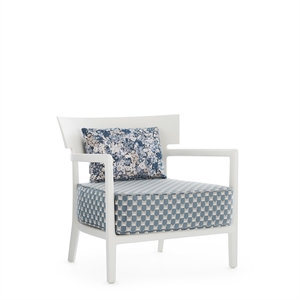 Fauteuil d'extérieur Kartell CARA MAT Liberty Obi Check Blanc/ Bleu