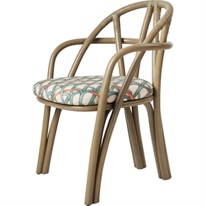 Chaise de salle à manger Gubi Bistra avec accoudoirs en rotin teinté olive/Reales Limonta 001