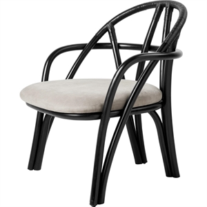 Gubi Bistra Fauteuil Rotin Peint Ébène/Fustagno Limonta 001