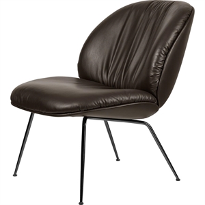Fauteuil souple Gubi Beetle Noir/ cuir lisse