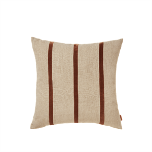 Ferm Living Coussin Rayé Senti Lin/Marron Caroube