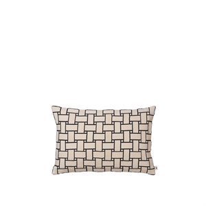 Coussin rectangulaire Ferm Living Lattice, Blanc cassé/ Noir