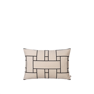 Coussin rectangulaire décalé Ferm Living Lattice , Blanc cassé/ Noir