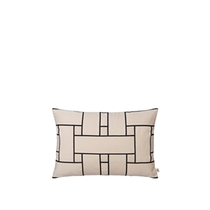 Housse de coussin rectangulaire Ferm Living Lattice Offset, Blanc cassé/ Noir