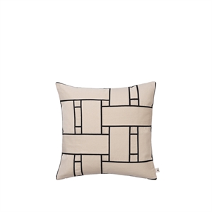 Housse de coussin décalée Ferm Living Lattice , Blanc cassé/ Noir