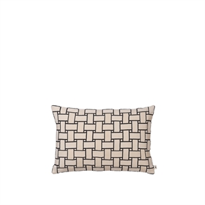 Housse de coussin rectangulaire Ferm Living Lattice , Blanc cassé/ Noir