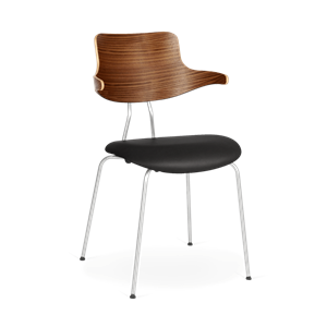 VERMUND VL118 Chaise de Table à Manger Noyer/ Cuir Noir/Structure Chrome Mat