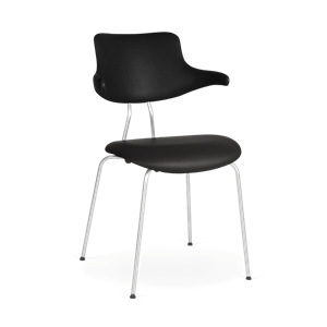 VERMUND VL118 Chaise de Table à Manger Cuir Noir/Cadre Chrome Mat