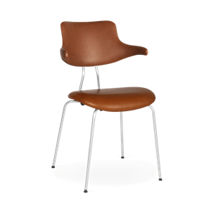 VERMUND VL118 Chaise de Table à Manger Cuir Cognac/Structure Chrome Mat