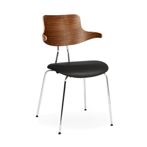 VERMUND VL118 Chaise de Table à Manger Noyer/ Cuir Noir/Structure Chrome