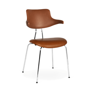 VERMUND VL118 Chaise de Table à Manger Cuir Cognac/Structure Chrome