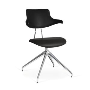 VERMUND VL119 Chaise de Table à Manger Cuir Noir/Structure Chrome/Retour Pivotant