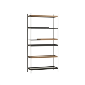 Système de 18 Étagères Hautes, Configuration Plateau Woud, Noir/ Noyer