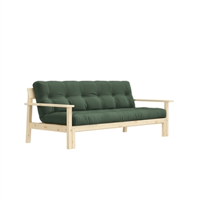 Canapé-lit Karup Unwind en pin laqué transparent/756 vert olive