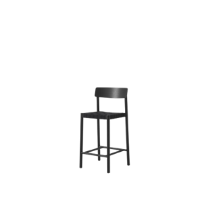 Chaise de Comptoir &Tradition Betty TK12 en Frêne Laqué Noir/osier en Lin Noir