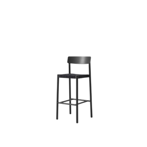 Tabouret de Bar &Tradition Betty TK15 en Frêne Laqué Noir/lin Noir et Osier