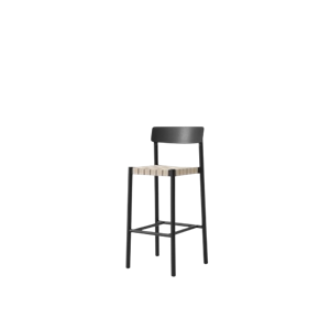 Tabouret de Bar &Tradition Betty TK15 en Frêne Laqué Noir et Osier Lin Naturel