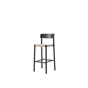 Tabouret de bar &Tradition Betty TK15 en frêne laqué noir et osier lin naturel