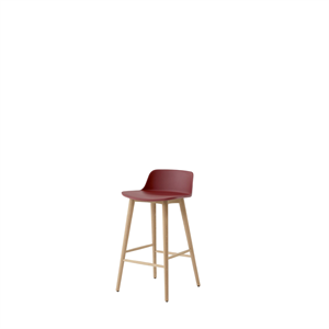 Tabouret de bar &Tradition Rely HW118, dossier bas, chêne laqué/ Brun rouge