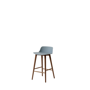 Tabouret de bar &Tradition Rely HW118, dossier bas, Noyer laqué/Bleu clair