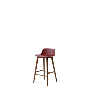 Tabouret de bar &Tradition Rely HW118, dossier bas, Noyer laqué/Brun rouge