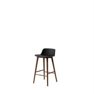 Tabouret de bar &Tradition Rely HW118, dossier bas, noyer Noyer/ Noir