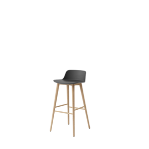 Tabouret de bar &Tradition Rely HW123, dossier bas, chêne laqué/gris pierre