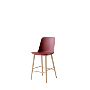 Tabouret de bar &Tradition Rely HW128, dossier haut, chêne laqué/ Brun rouge