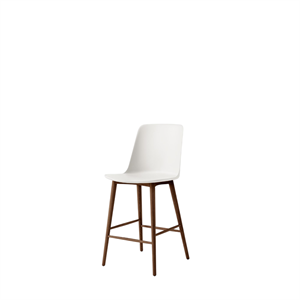 Tabouret de bar &Tradition Rely HW128, dossier haut, noyer Noyer/ Blanc