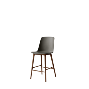 Tabouret de bar &Tradition Rely HW128, dossier haut, noyer Noyer/gris pierre