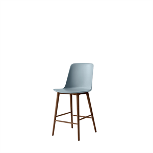 Tabouret de bar &Tradition Rely HW128, dossier haut, noyer Noyer/ Bleu clair