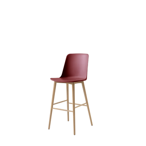Tabouret de bar &Tradition Rely HW133, dossier haut, chêne laqué/ Brun rouge