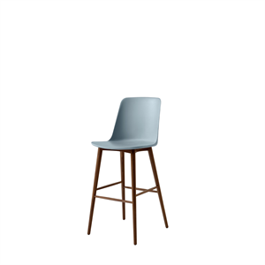 Tabouret de bar &Tradition Rely HW133, dossier haut, noyer Noyer/ Bleu clair
