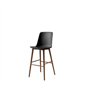 Tabouret de bar &Tradition Rely HW133, dossier haut, noyer Noyer/ Noir