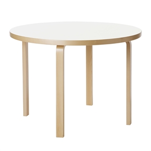 artek Table Aalto 90A Ronde Bouleau/ Stratifié Blanc