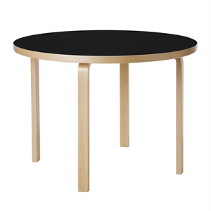 artek Table Aalto 90A Ronde Bouleau/ Linoléum Noir