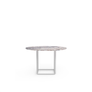 New Works Florence Table D'appoint Ø120 Marbre Viola Blanc avec Cadre Blanc