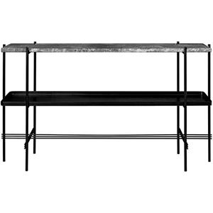 Table Console Gubi TS 120x72 avec Étagère et Plateau Marbre Emperador Noir/ Gris