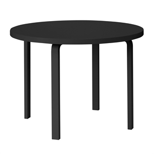 Artek Table Aalto 90A Ronde Laqué Noir Bouleau/ Noir Linoléum